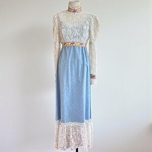 Vintage 1970s Maxi Prairie Folk Dress